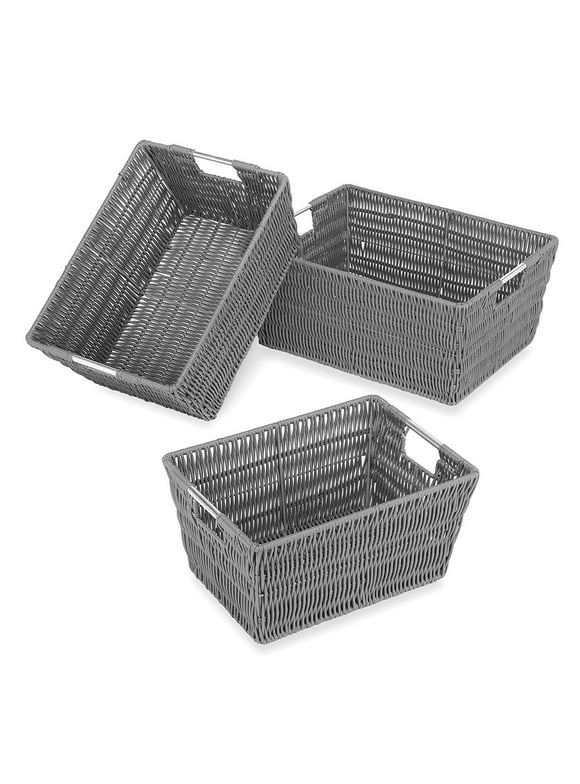 Whitmor Rattique® Storage Baskets - Set of 3 - Grey