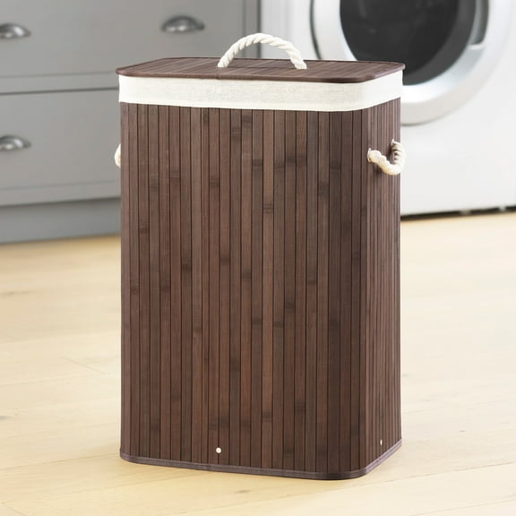 Whitmor Bamboo Laundry Hamper with Rope Handles