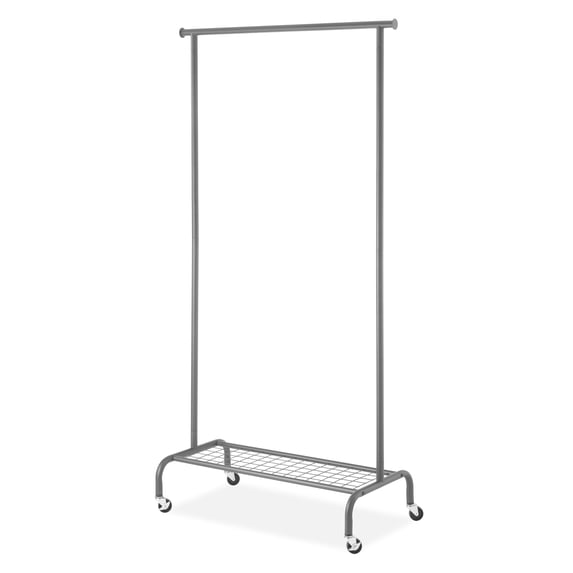 Whitmor Rolling Garment Rack with Shelf, Metal and Plastic, Gunmetal Gray