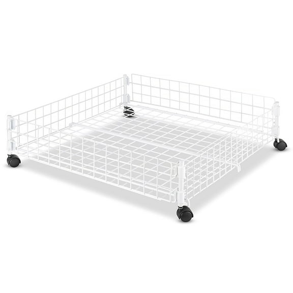 Whitmor Rolling Underbed Cart White Wire