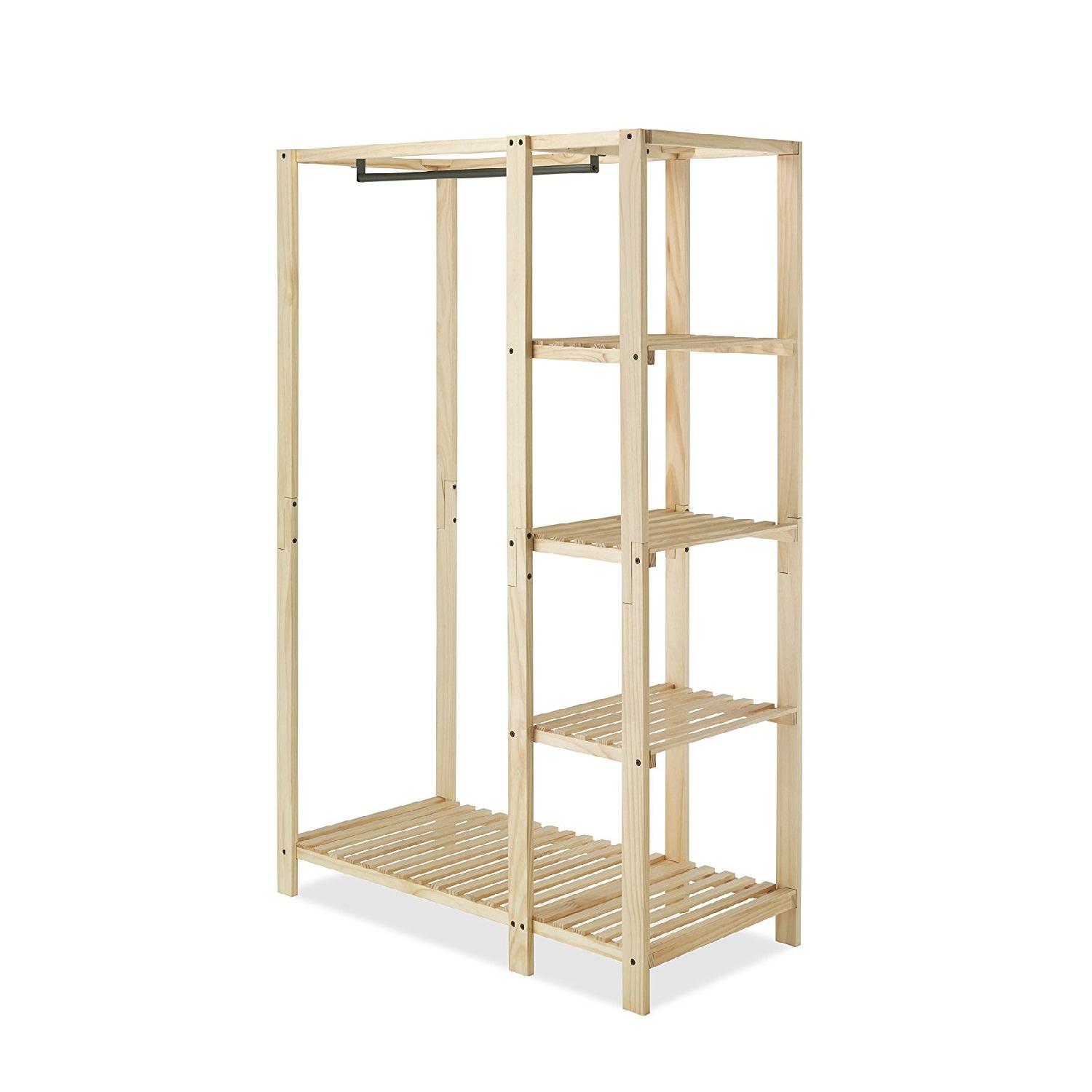 Whitmor Slat Wood Wardrobe, Brown