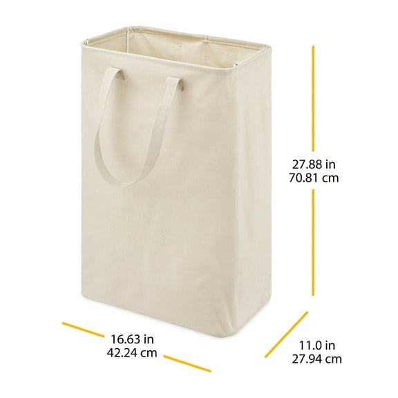 Whitmor Slim Canvas Laundry Hamper, Ivory