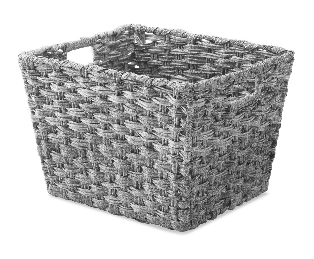Whitmor Split Rattique Woven Storage Basket with Metal Frame, Gray