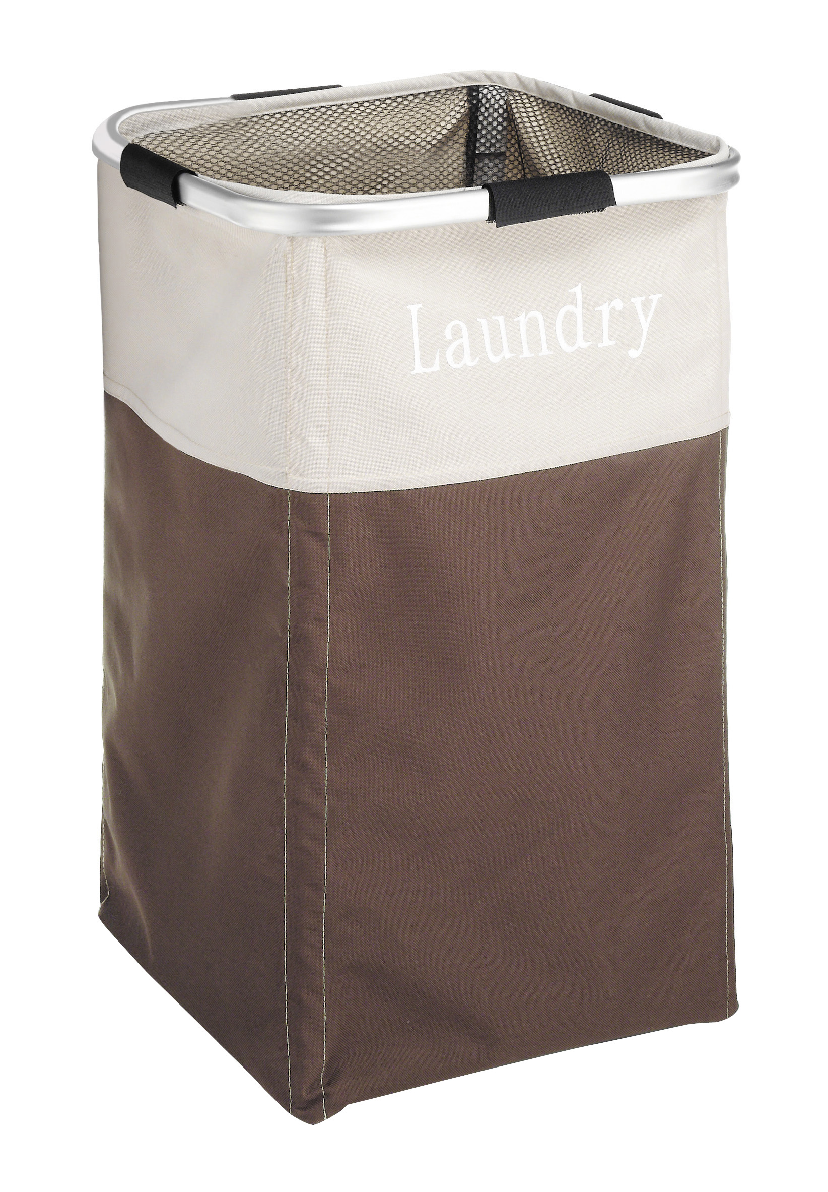 Whitmor Square Polyester Strap Metal Frame Laundry Hamper, Java - For all ages - image 1 of 10