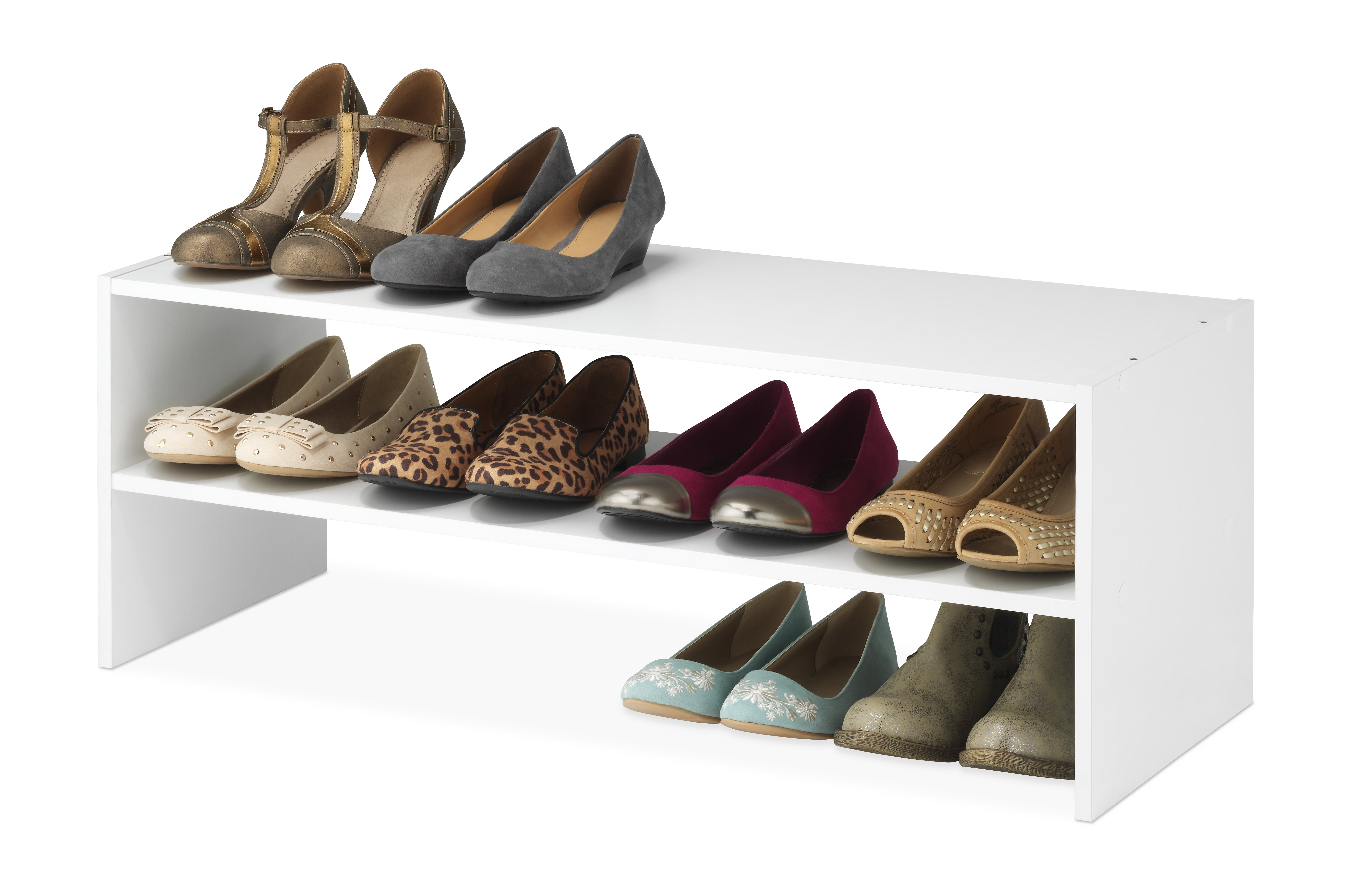 Whitmor 31" White Stackable Wood Shoe Rack