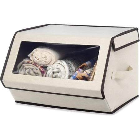 Whitmor Stackable Window Polycotton Storage Box Closet Organizer - Tan - 14" x 15" x 10" Adult Use