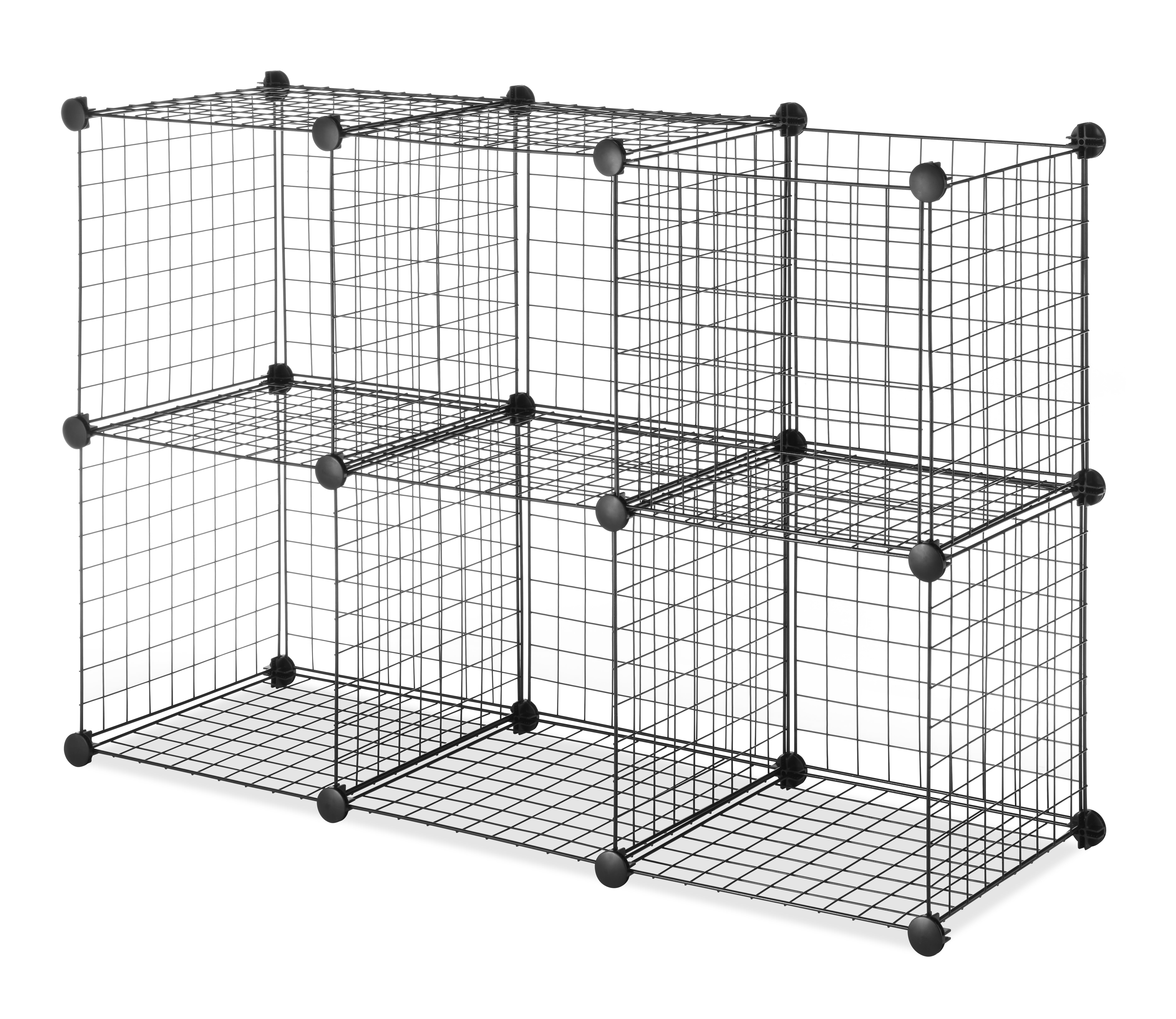 Modular Black Steel Storage Cubes for Kids and Office - Set of 6