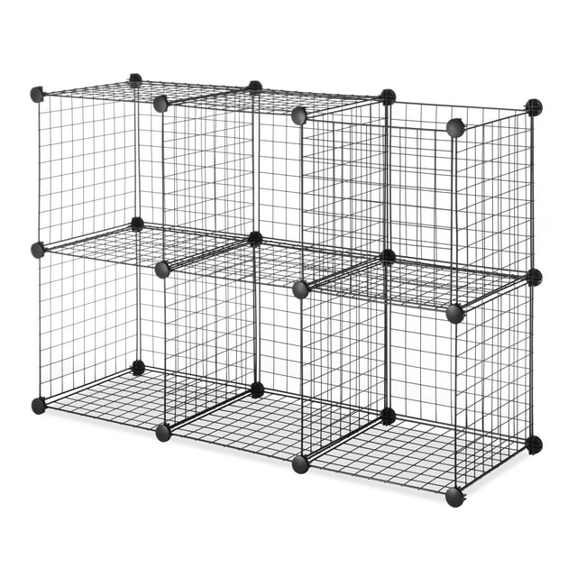 Whitmor Storage Cubes - Stackable Interlocking Wire Shelves - Black - Set of 6, Adult Use