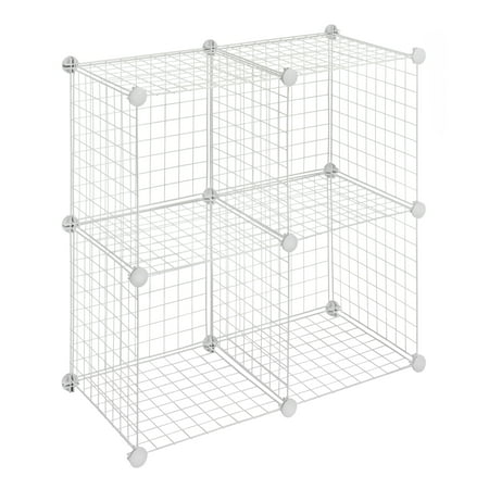 Whitmor Storage Cubes Stackable Interlocking Wire Shelves - White - Set of 4 - Adult Use