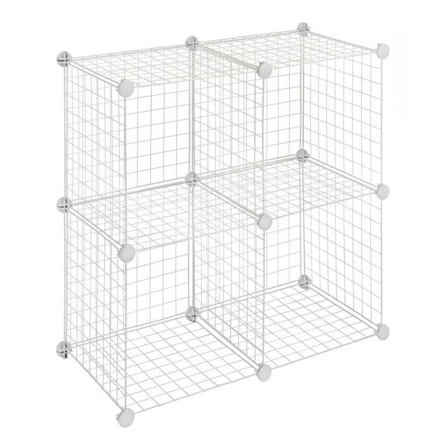 Whitmor Storage Cubes Stackable Interlocking Wire Shelves - White - Set of 4