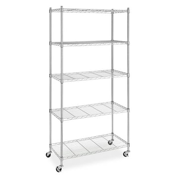 Whitmor Supreme 5-Tier Cart - Rolling Utility Organizer - Chrome - 14.25