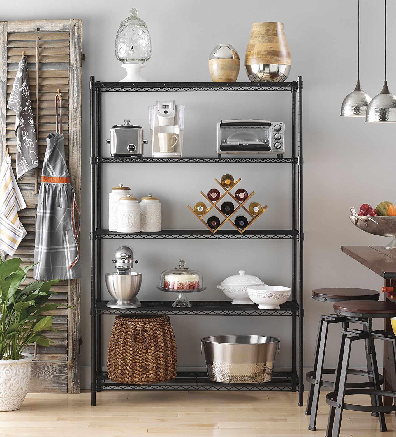 Whitmor Supreme 5 Tier Metal Adjustable Shelving, 500 lb Shelf Capacity - Black-Adult Use