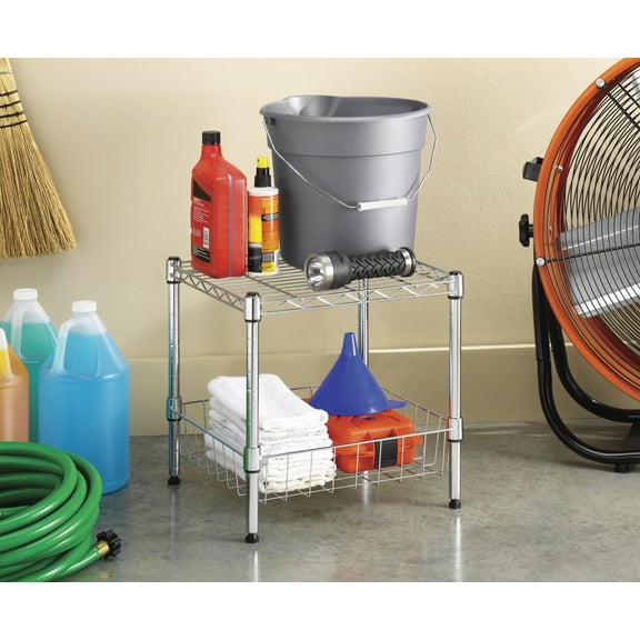 Whitmor Supreme Adjustable,  15"W x 14"D x 15"H 2-Shelf Freestanding Shelves, Chrome, for Adult Use