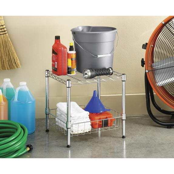 Whitmor Supreme Adjustable, 15"W x 14"D x 15"H 2-Shelf Freestanding Shelves, Chrome, for Adult Use