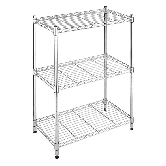 Whitmor Supreme Adjustable 23.15" W x 13.11"D x 29.9"H 3-Shelf Freestanding, Chrome, Adult Use