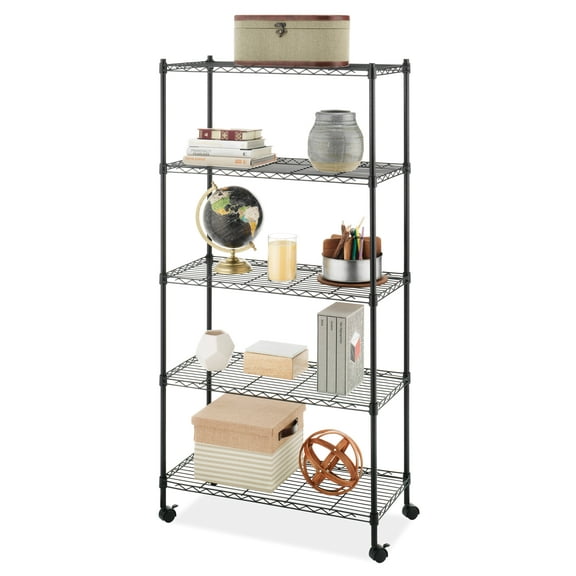 Whitmor Supreme Metal Shelf 5-Tier Cart Holds up to 1,000 lbs. - Black