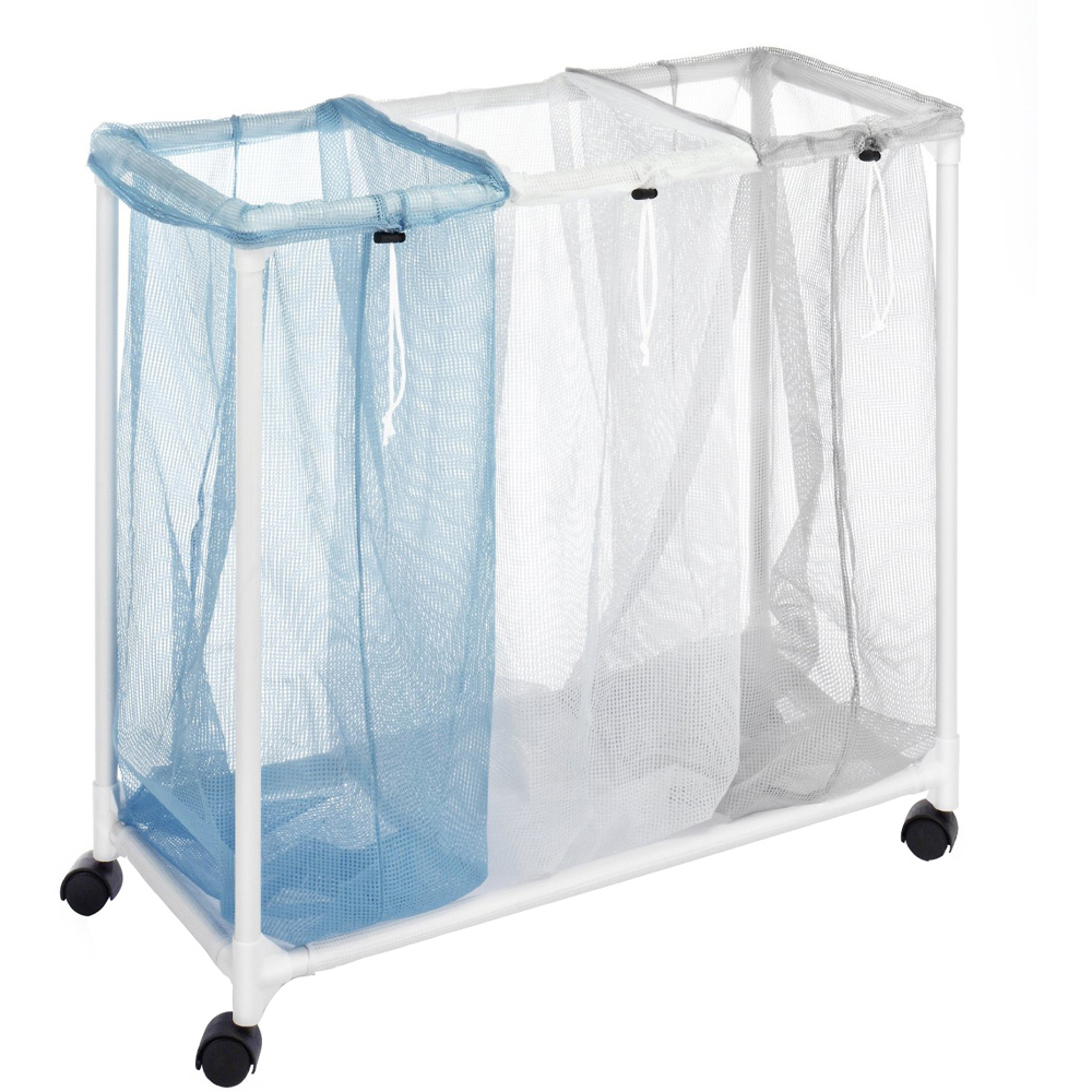Whitmor Triple Mesh Bag Laundry Sorter, Clear and Blue - image 1 of 7