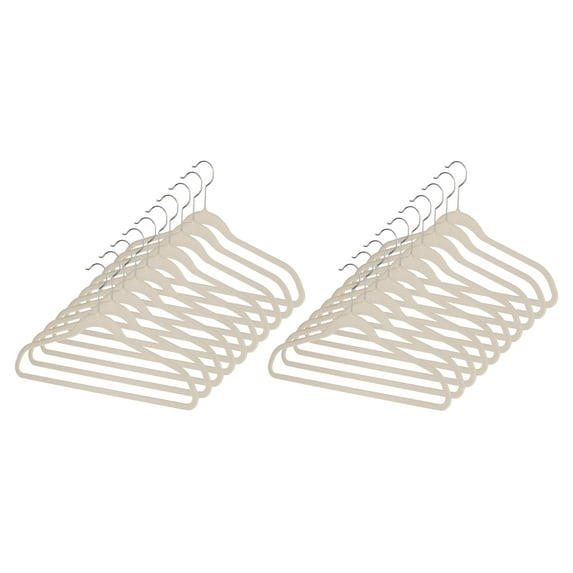 Whitmor Velvet Spacemaker Suit Plastic and Fabric Clothing Hangers, 20 Pack, Beige, Adult