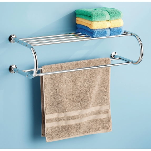 Whitmor Wall Mount Shelf and Towel Rack - Chrome Metal