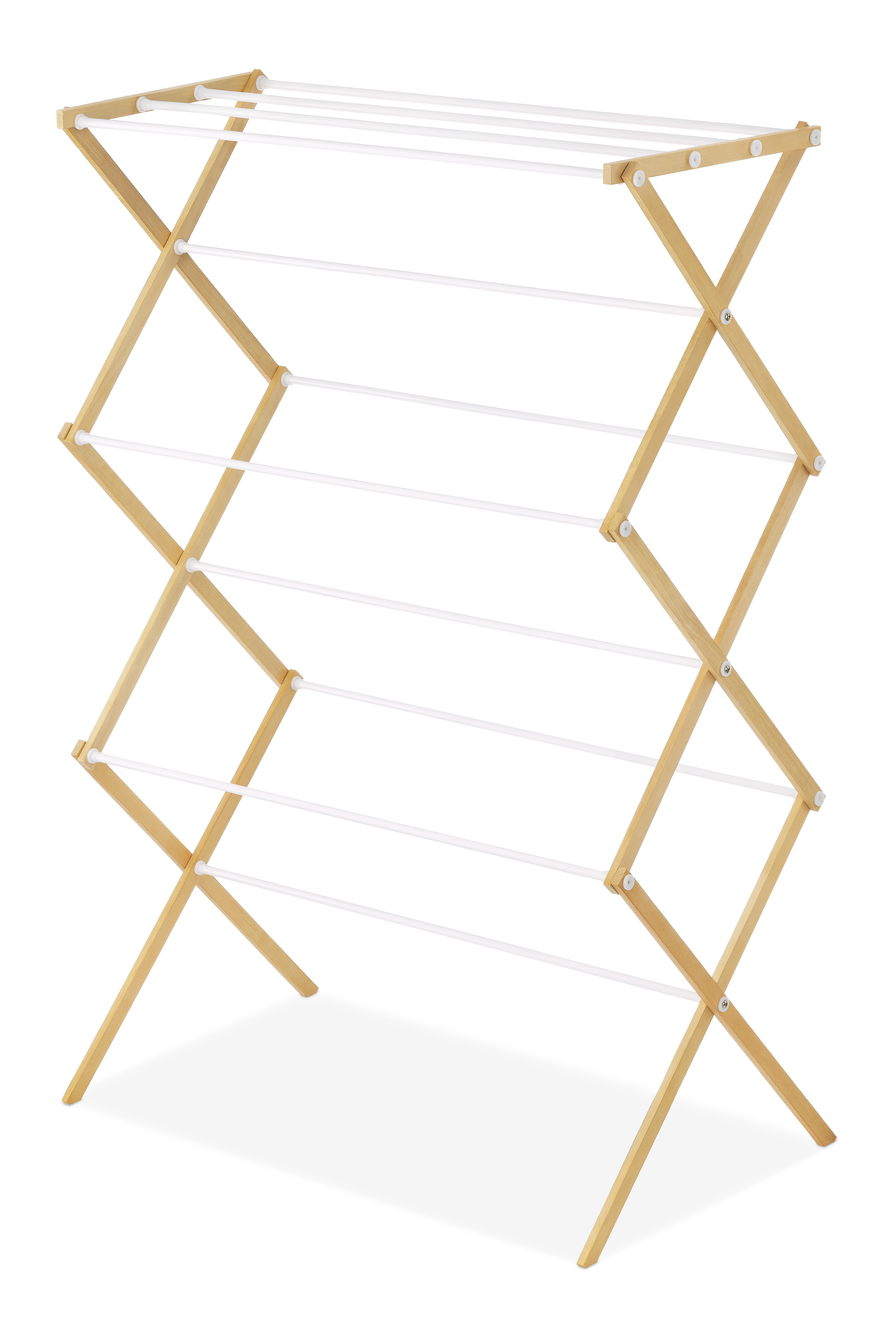 Whitmor Wood Clothes Drying Rack, Brown and White