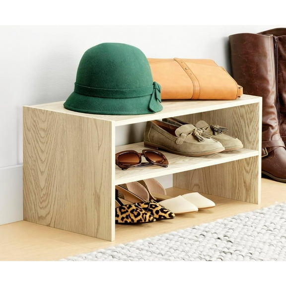 Whitmor Wood Stackable 2-Shelf Shoe Rack, 24 inches