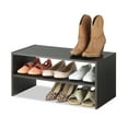 thumbnail image 1 of Whitmor Wood Stackable 2-Tier 9 Pair Shoe Rack - 24-inch Shoe Organizer Shelf - Espresso, 1 of 4