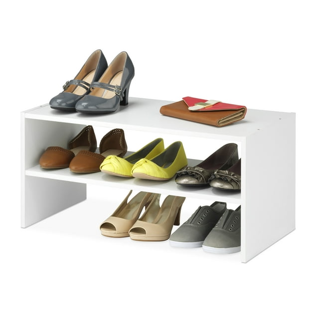 Whitmor 2-Tier Stackable Shoe Rack - 9-Pair Shelf Organizer - 24-inch ...
