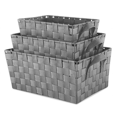 Whitmor Woven Strap Storage Baskets - Set Of 3 - Gray