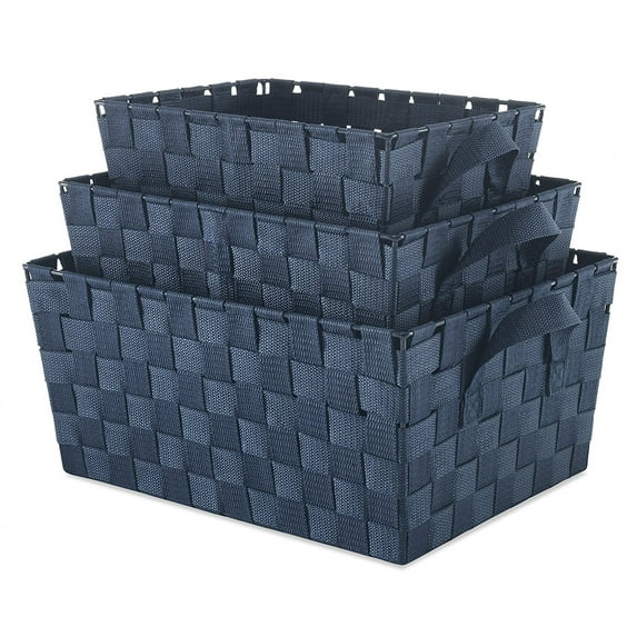 Whitmor Woven Strap Storage Baskets - Set of 3 - Navy