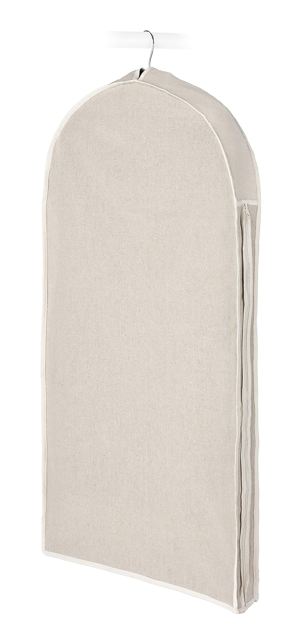 Natural Linen and Polyester Garment Bag with Zipper Closure