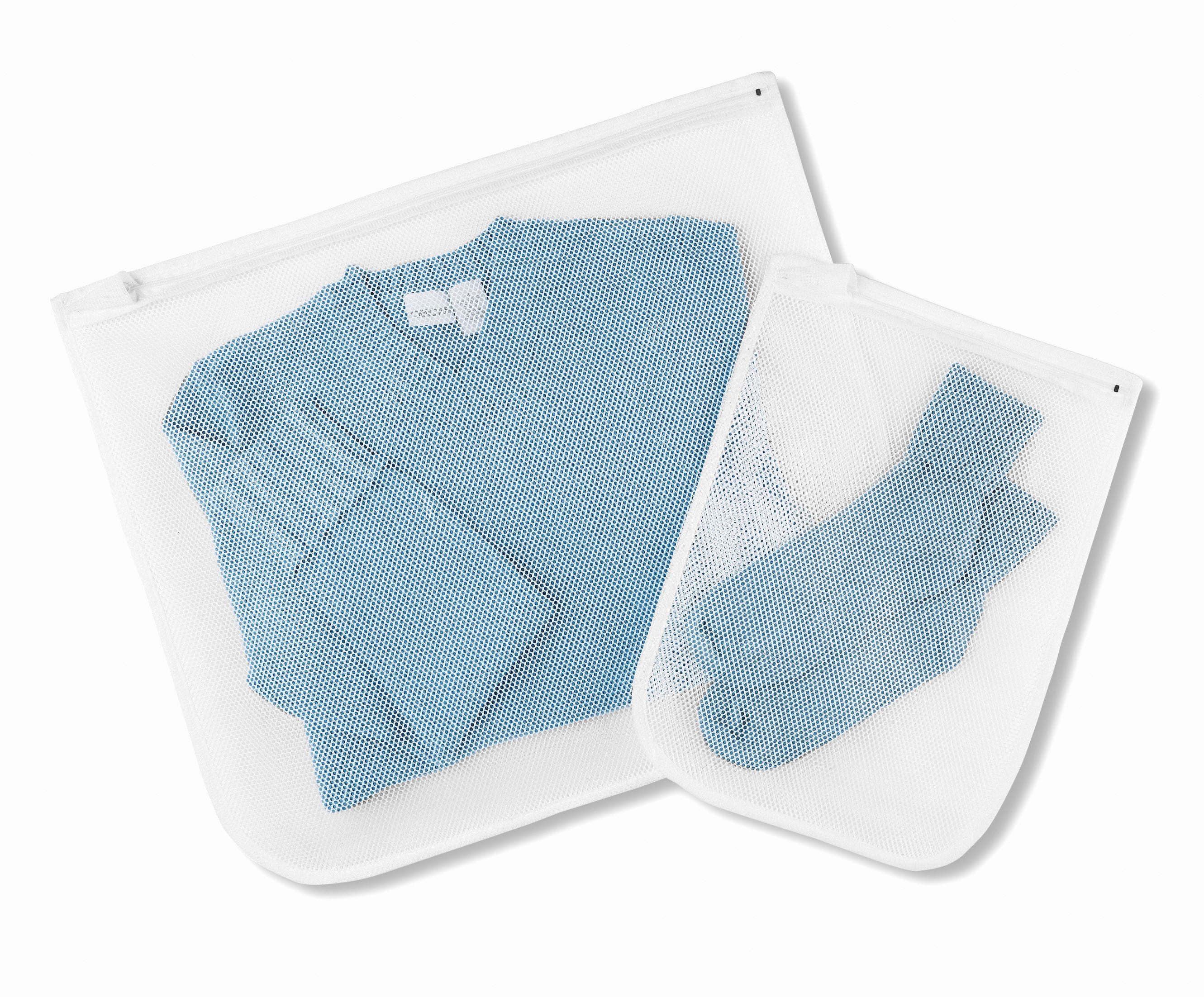 Whitmor Zippered Mesh Laundry Wash Bags - Set of 2 - one Small 11 x 15 and one Large 21 x 18 - White
