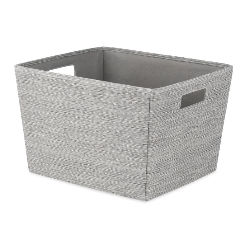 Whitmor Decorative Gray Fabric Storage Tote with Reinforced Handles, 15” x 13” x 10”