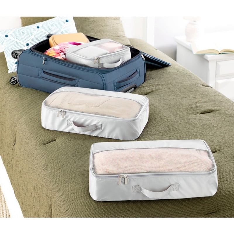 Whitmor Gray Set Of 3 Travel Packing Lightweight Luggage Organizers Cubes