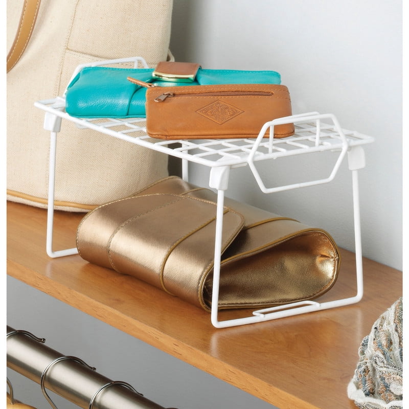 Whitmor White Grid Stacking Shelves Small Wire Cabinet Organizer 6-Pack