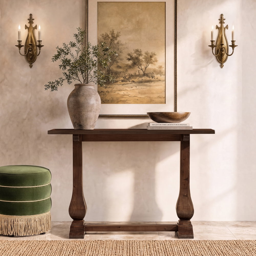 Whitmore 48" Trestle Console Table, Reclaimed Pine for Entryway Living ...