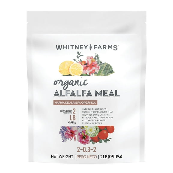 Whitney Farms Organic Alfalfa Meal, Nutrient Supplement for All Plant Types, 2 lbs.