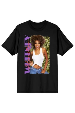Whitney Houston 90s Script Men's Black T-shirt-XXL