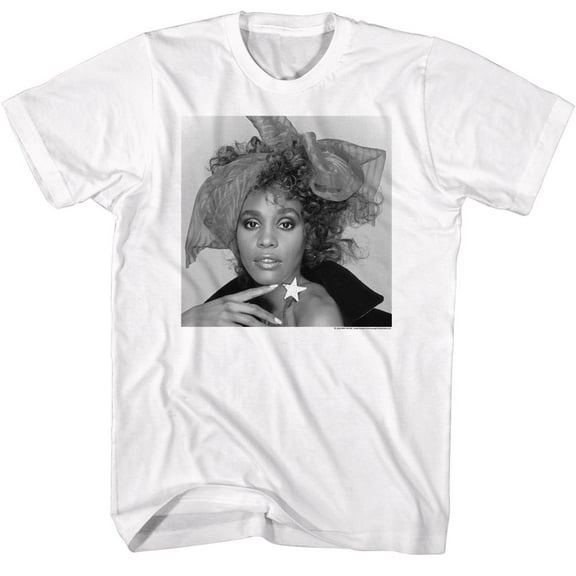 Whitney Houston BW Bow White T-Shirt