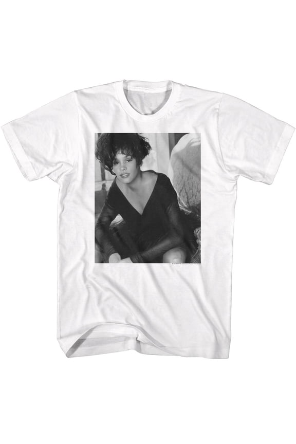 Whitney Houston BW Lean White T-Shirt