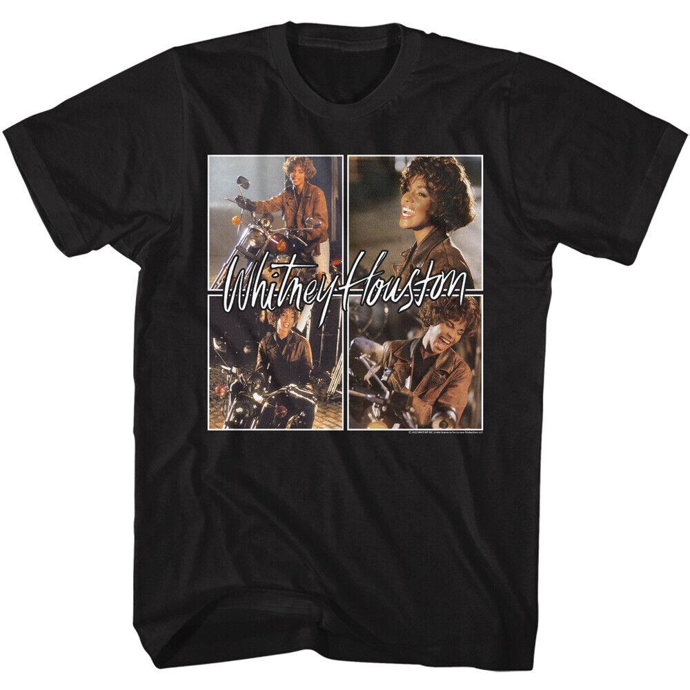 Whitney Houston Bike Poses Black Tshirt