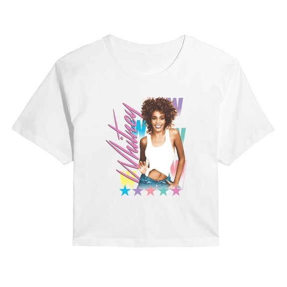 Whitney Houston - Celebrate Whitney - Juniors Cropped Short Sleeve Graphic T-Shirt