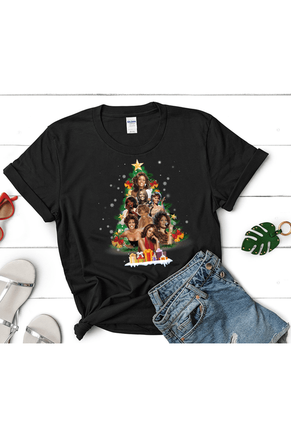 Whitney Houston Christmas Tree Shirt, Vintage 90s Shirt, Whitney Houston T-shirt, Whitney Houston Graphic Tee, Rap Music Shirt, Rap Vintage Tee, Gift For Him and Her, Xmas