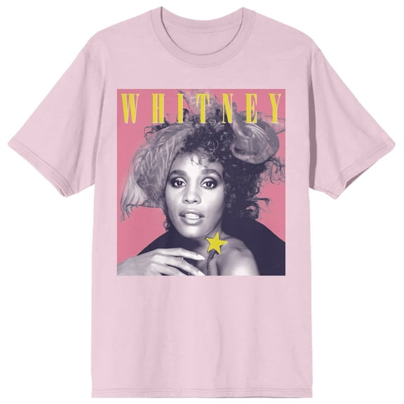 Whitney Houston Classic Photo Men's Pink Short Sleeve Tee