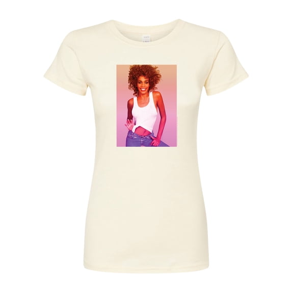 Whitney Houston - Gradient Photo - Juniors Fitted Graphic T-Shirt