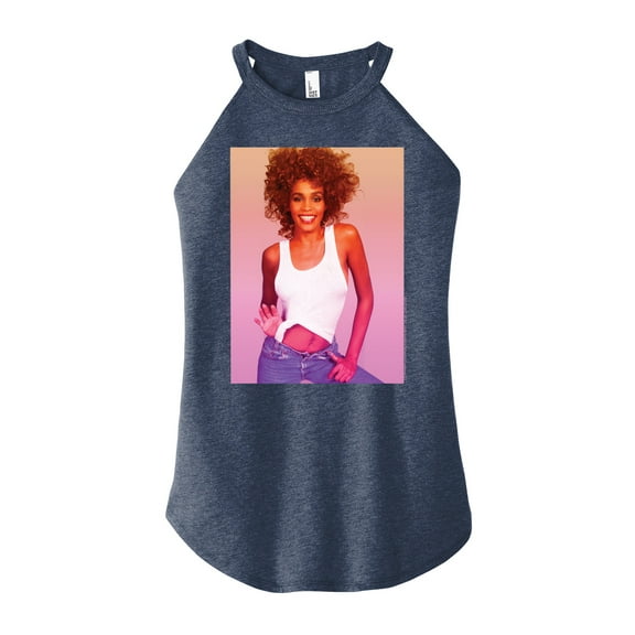 Whitney Houston - Gradient Photo - Juniors High Neck Tank Top