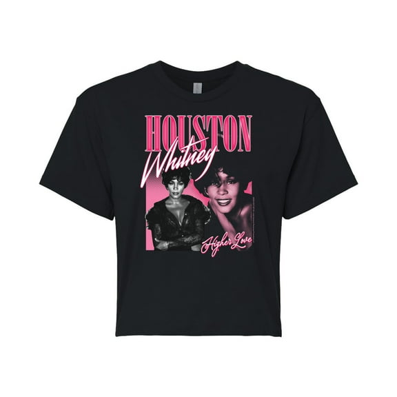 Whitney Houston - Higher Love - Juniors Cropped Cotton Blend T-Shirt