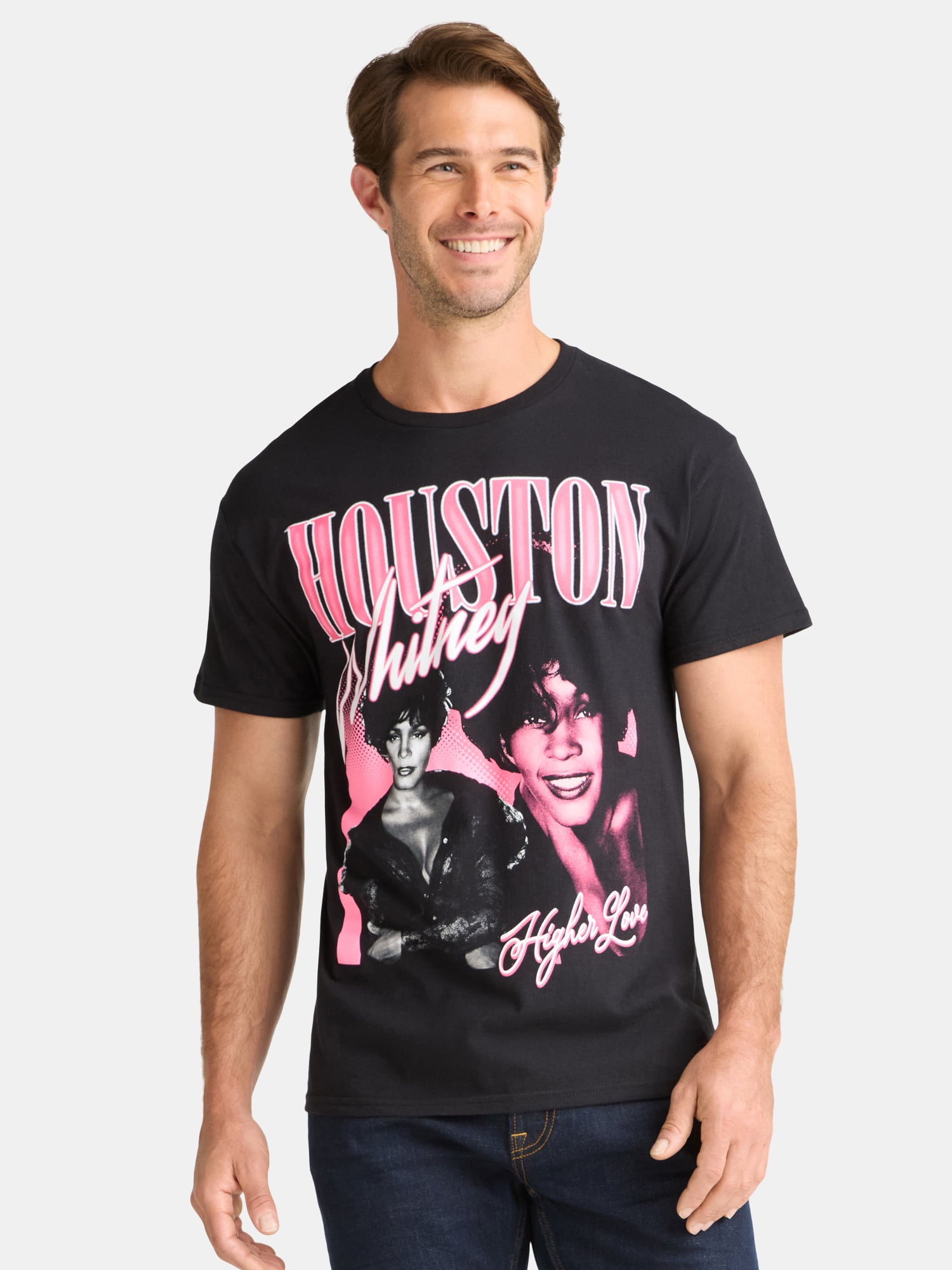 Whitney Houston Higher Love Men's and Big Men's Graphic Tee with Short Sleeves, Sizes S-3XL