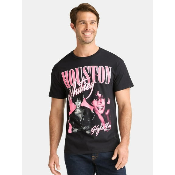 Whitney Houston Higher Love Men's and Big Men's Graphic Tee with Short Sleeves, Sizes S-3XL