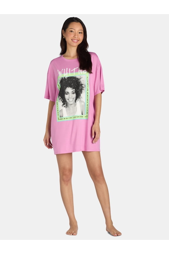 Whitney Houston Junior's Sleep Graphic Tee with Short Sleeves, Sizes S-3X
