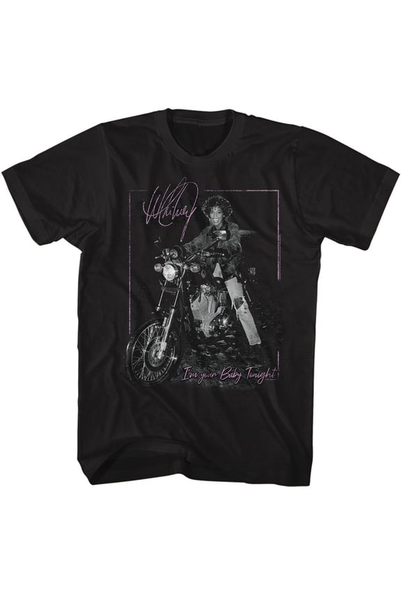 Whitney Houston Motorcycle Black T-Shirt